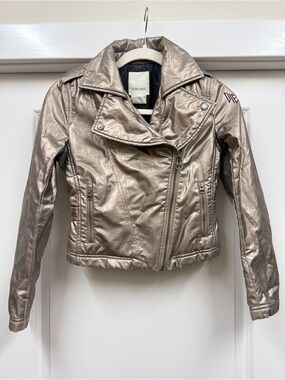 Diesel Metallic Taupe Moto-Style Leather Jacket